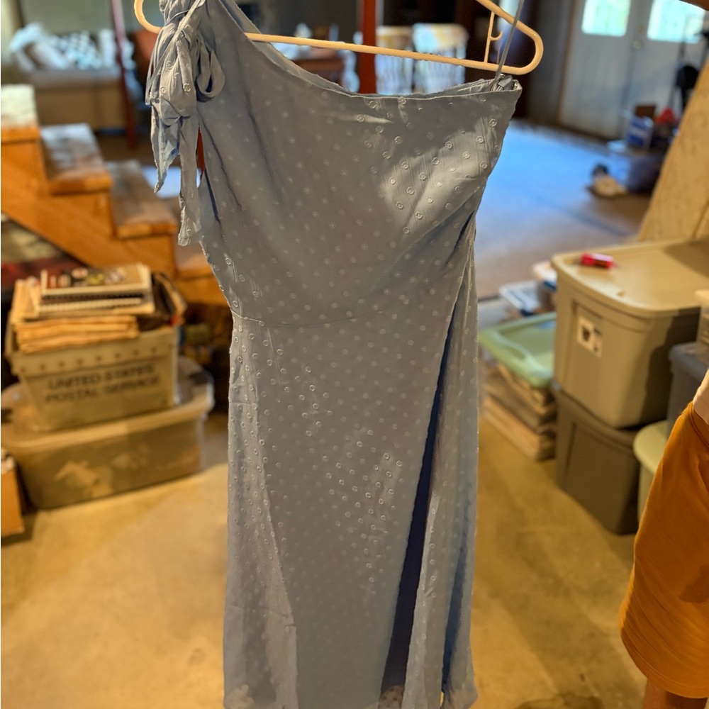 Elegant Blue One-Shoulder Dress